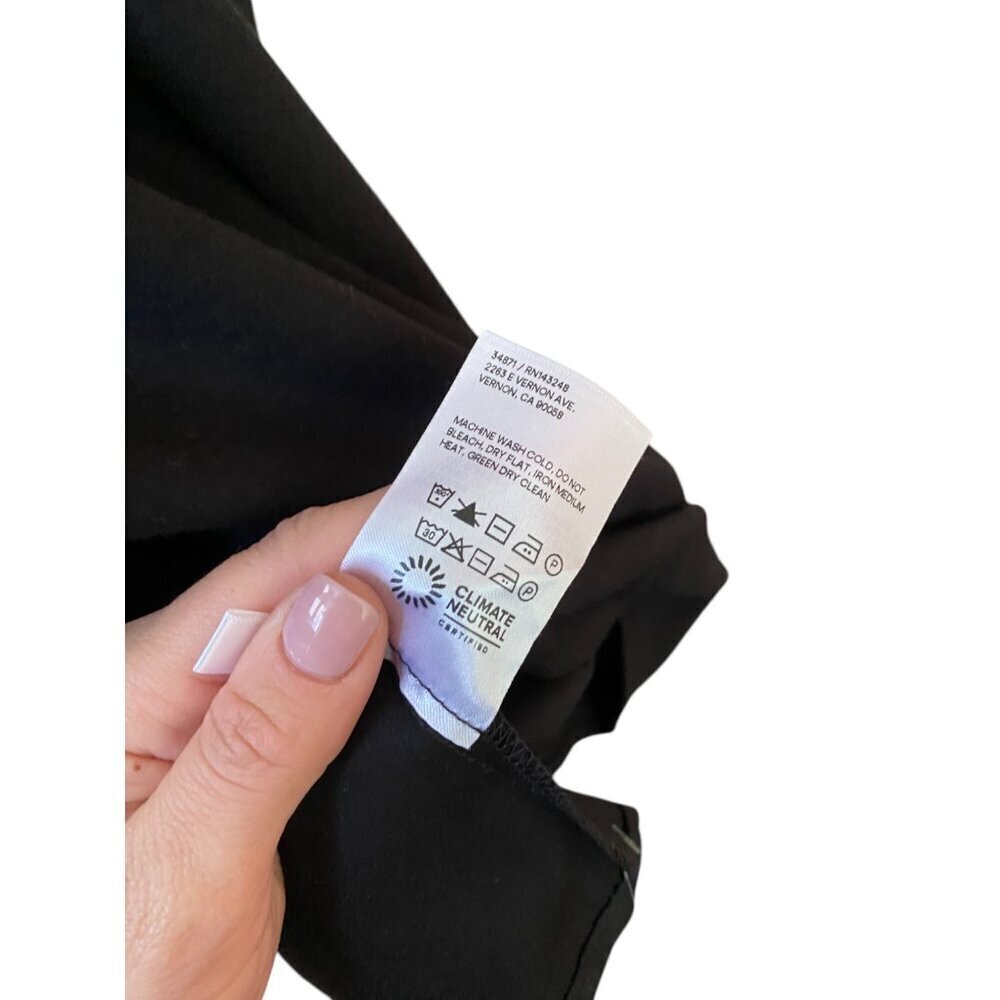NWT Reformation Netta Square Neck Ruched Long Sleeves Babydoll Dress Black Sz 10 - Picture 11 of 11